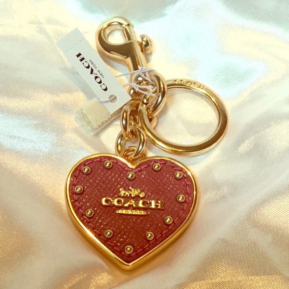 COACH GOLD HEART KEYCHAIN LATCH FOB BAG CHARM - Picture 1 of 5